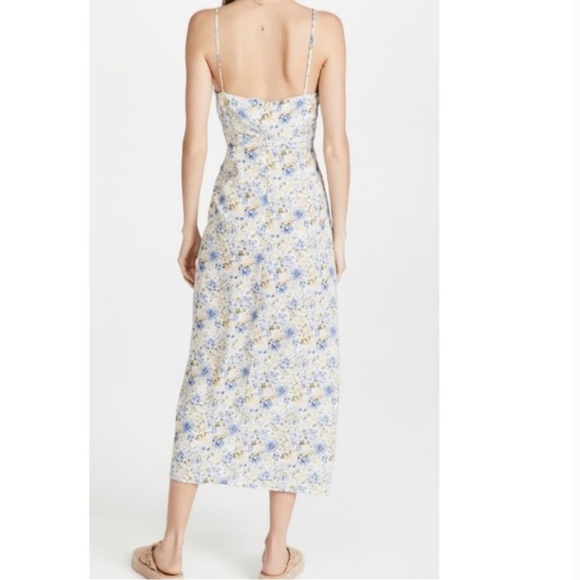 NWT En Saison Floral Midi Slip Dress Med Ruching Feminine Romantic Cottagecore - Picture 2 of 8